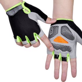 HOT Cycling Anti-slip Anti-sweat Men Women Half Finger Gloves Breathable Anti-shock Sports Gloves Bike Bicycle Glove (Color: Type B--Green, size: L)