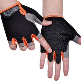 HOT Cycling Anti-slip Anti-sweat Men Women Half Finger Gloves Breathable Anti-shock Sports Gloves Bike Bicycle Glove (Color: Type A--Orange, size: XL)