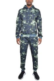 FULL CAMO HOODIE COTTON SWEAT SET (Color: Olive, size: XL)