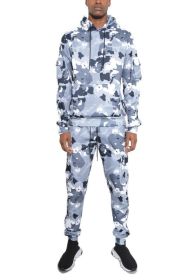 FULL CAMO HOODIE COTTON SWEAT SET (Color: Gray, size: 2XL)