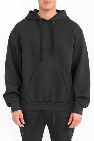 Mens Solid Tech Fleece Hoodie (Color: Black, size: XL)