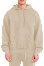 Mens Solid Tech Fleece Hoodie (Color: OATMEAL, size: M)