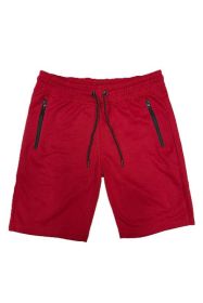 COTTON BLEND LOUNGE SWEAT SHORTS (Color: Red, size: XL)