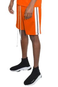 Side Stripe Tape Shorts (Color: Orange, size: 3XL)