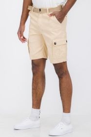 Weiv Mens Belted Cargo Shorts with Belt (Color: Khaki, size: 32)