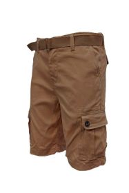 Weiv Mens Belted Cargo Shorts with Belt (Color: Mocha, size: 34)