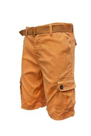 Weiv Mens Belted Cargo Shorts with Belt (Color: RUST, size: 32)