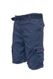 Weiv Mens Belted Cargo Shorts with Belt (Color: NAVY, size: 30)