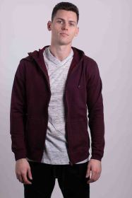 FLEECE ZIPPER HOODIE (Color: Burgundy, size: XL)