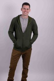 FLEECE ZIPPER HOODIE (Color: Olive, size: L)