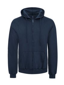 FLEECE ZIPPER HOODIE (Color: NAVY, size: S)