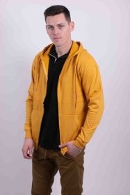 FLEECE ZIPPER HOODIE (Color: Mustard, size: M)