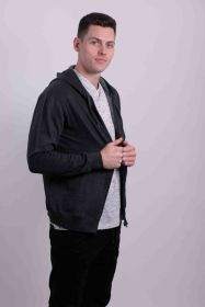 FLEECE ZIPPER HOODIE (Color: Charcoal, size: L)