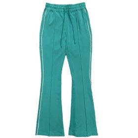 Mens Side Pipe Stacked Flare Pants (Color: TEAL, size: 2XL)