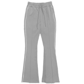 Mens Side Pipe Stacked Flare Pants (Color: Grey, size: 2XL)