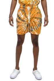 Cyclone Pinwheel Tie Dyed Shorts (Color: Gold, size: L)