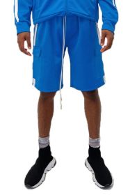 Two Stripe Cargo Pouch Shorts (Color: AQUA WHITE, size: 2XL)