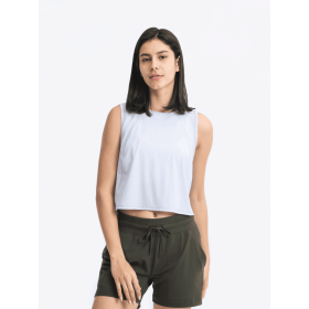 JupiterGear Round-Neck Cropped Tank (Color: Light Blue, size: 12)