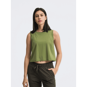 JupiterGear Round-Neck Cropped Tank (Color: Moss, size: 12)