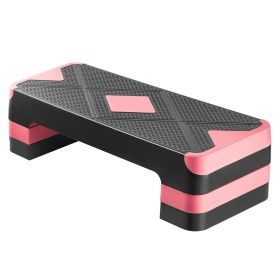 Aerobic Exercise Step Platform, 28-Inch Workout Aerobic Stepper, Height Adjustable Fitness Training Step Deck Trainer with 4 Risers (Color: Red)