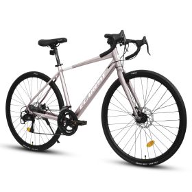 A28320RL 700C Road Bike, 16-Speed Outdoor Bike Disc Brakes, Light Weight Aluminum Frame, Racing Bike City Commuting Road Bicycle L Size for Men W (Color: Pink M size)