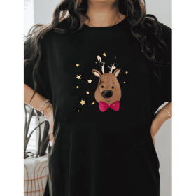 Casual Women's Cotton T-Shirt with Bow Detail - Trendy and Comfortable for Every Season (Style: 163)