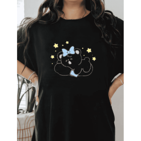 Casual Women's Cotton T-Shirt with Bow Detail - Trendy and Comfortable for Every Season (Style: 454)