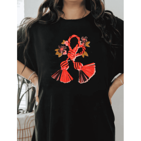 Casual Women's Cotton T-Shirt with Bow Detail - Trendy and Comfortable for Every Season (Style: 188)