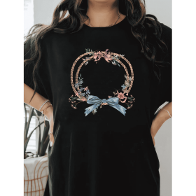 Casual Women's Cotton T-Shirt with Bow Detail - Trendy and Comfortable for Every Season (Style: 236)