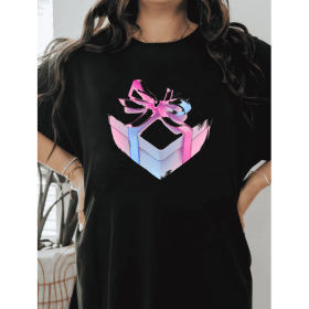 Casual Women's Cotton T-Shirt with Bow Detail - Trendy and Comfortable for Every Season (Style: 384)