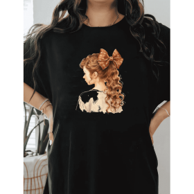 Casual Women's Cotton T-Shirt with Bow Detail - Trendy and Comfortable for Every Season (Style: 400)
