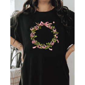 Casual Women's Cotton T-Shirt with Bow Detail - Trendy and Comfortable for Every Season (Style: 187)
