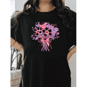 Casual Women's Cotton T-Shirt with Bow Detail - Trendy and Comfortable for Every Season (Style: 498)