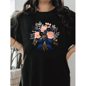 Casual Women's Cotton T-Shirt with Bow Detail - Trendy and Comfortable for Every Season (Style: 492)
