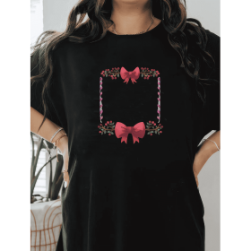 Casual Women's Cotton T-Shirt with Bow Detail - Trendy and Comfortable for Every Season (Style: 362)
